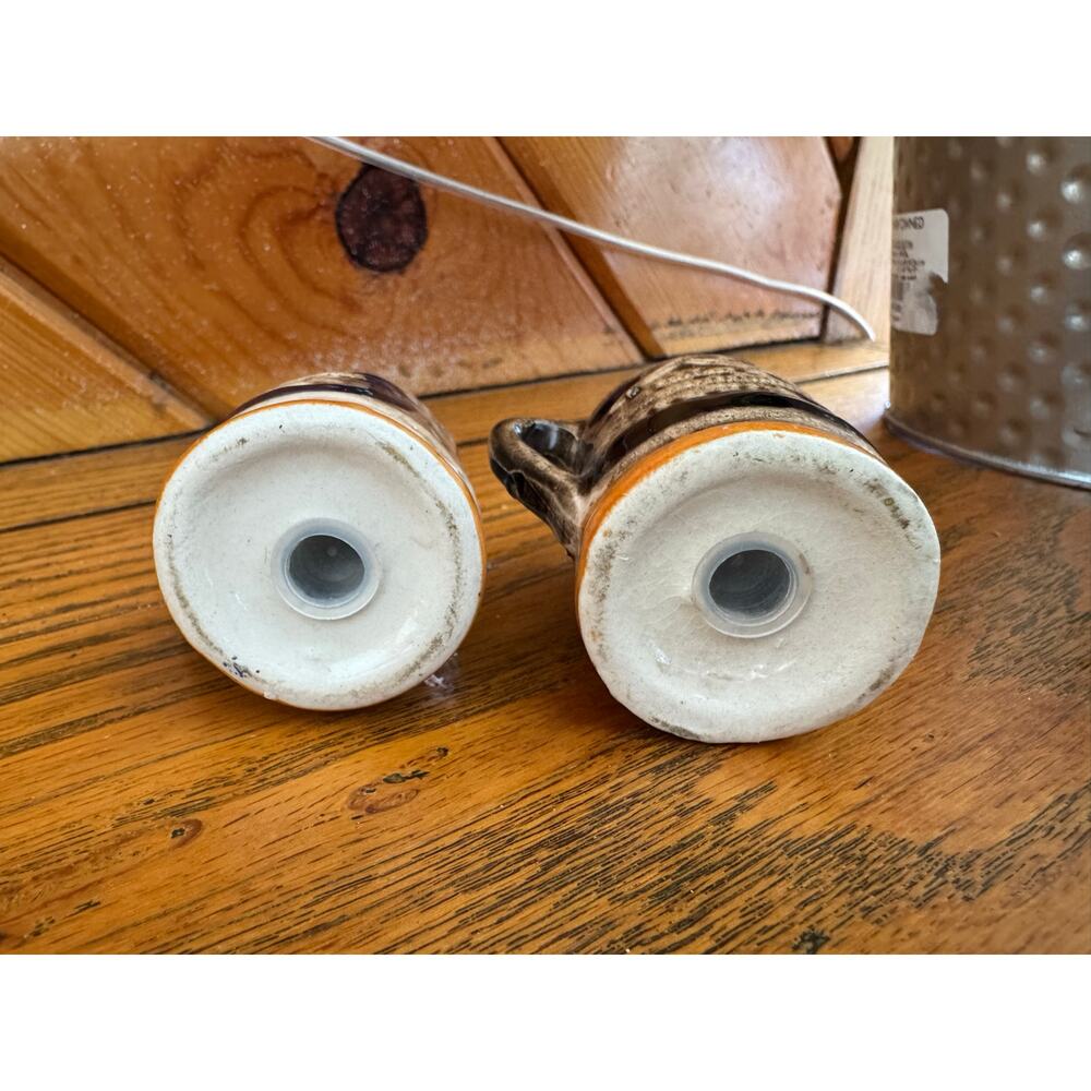 Vintage Stoneware Mug Salt & Pepper Shakers Drip Glaze Rustic Beer Stein - Picture 5 of 5